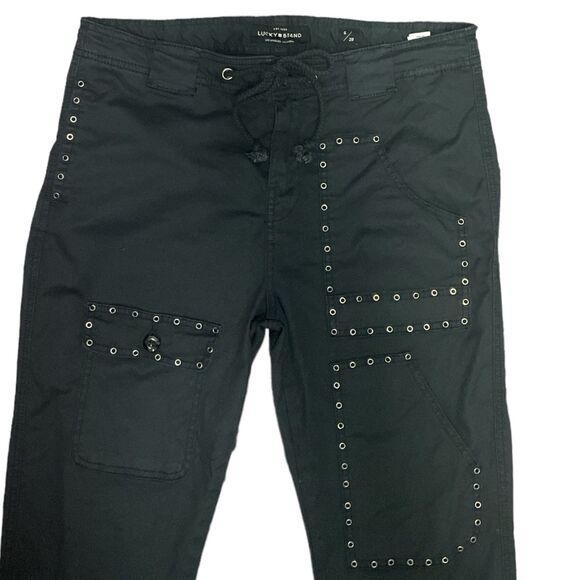 Lucky Brand Black Cargo Goth Grunge Pants Metal Eyelets Size 6/28 - Picture 3 of 7